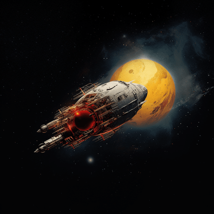 Raumschiff durch die Galaxie am Reisen