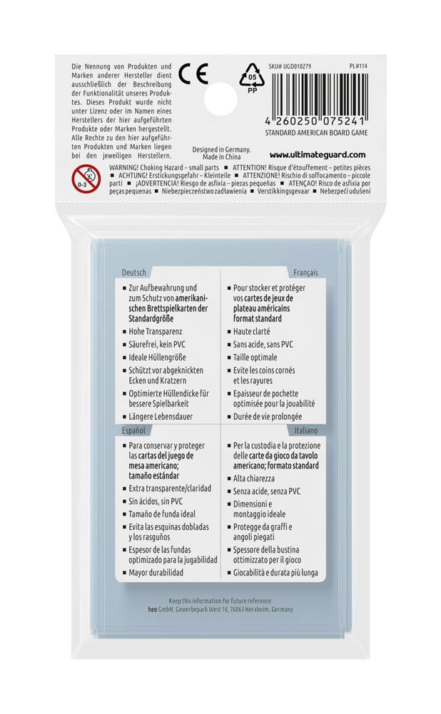 Ultimate Guard Premium Soft Sleeves for Board Games (60 Sleeves)