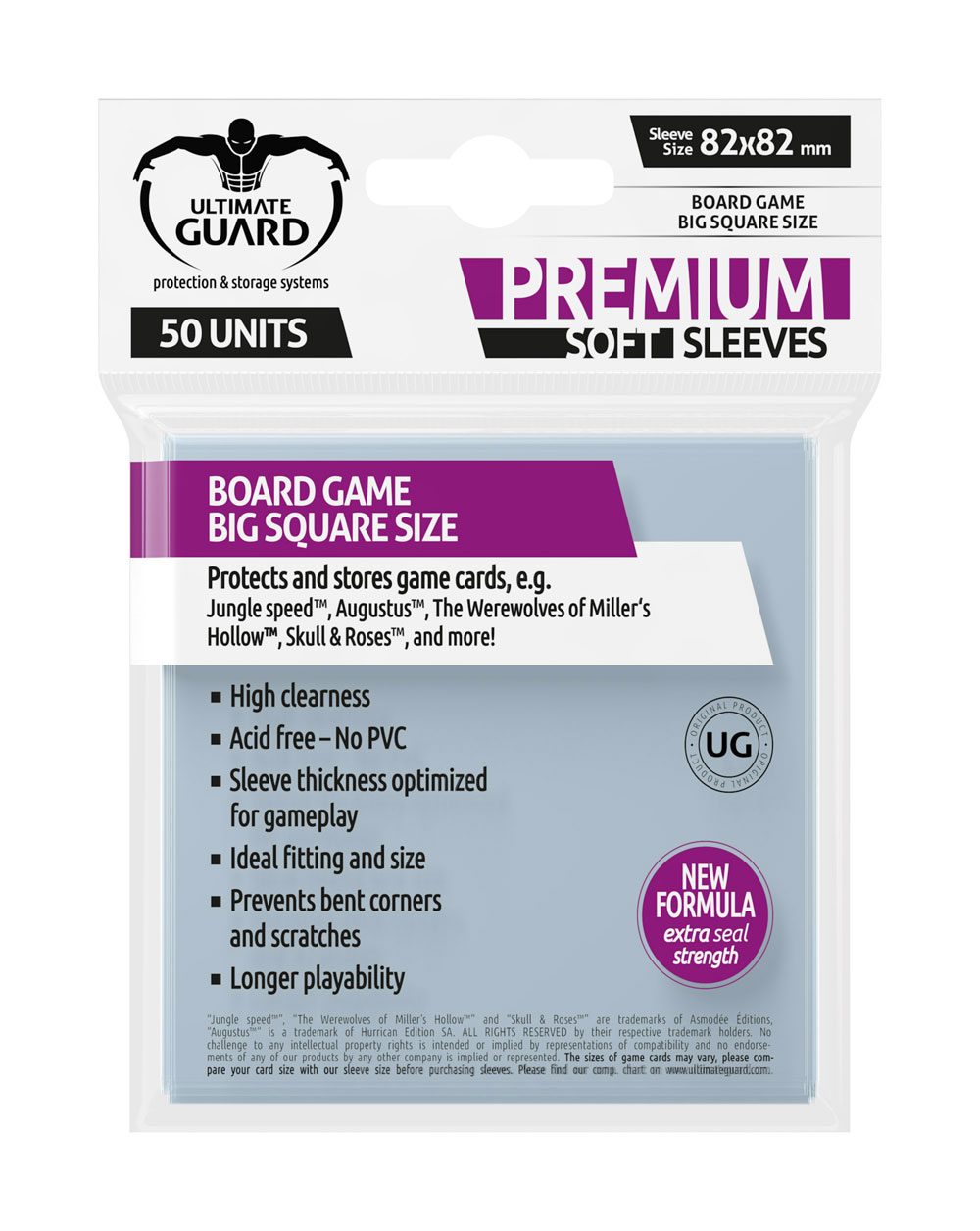 Ultimate Guard Premium Square Soft Sleeves for Board Games (50 Sleeves)