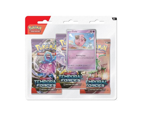 SV05 Scarlet & Violet Temporal Forces Three Pack Blister Cyclizar or Cleffa
