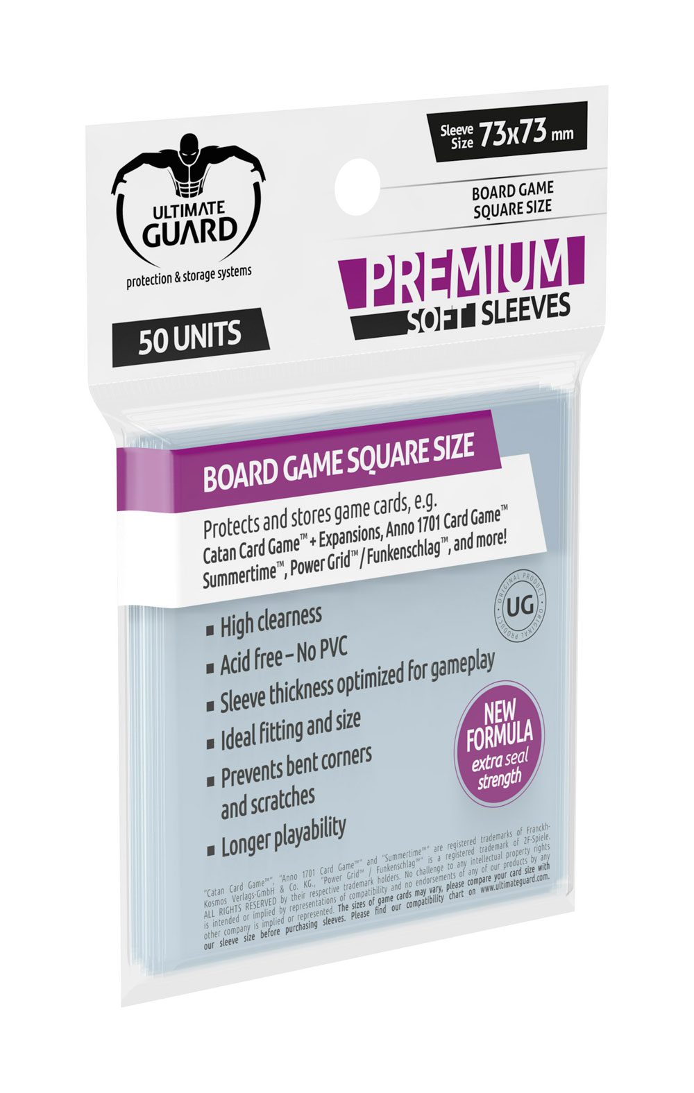 Ultimate Guard Premium Square Soft Sleeves for Board Games (50 Sleeves)